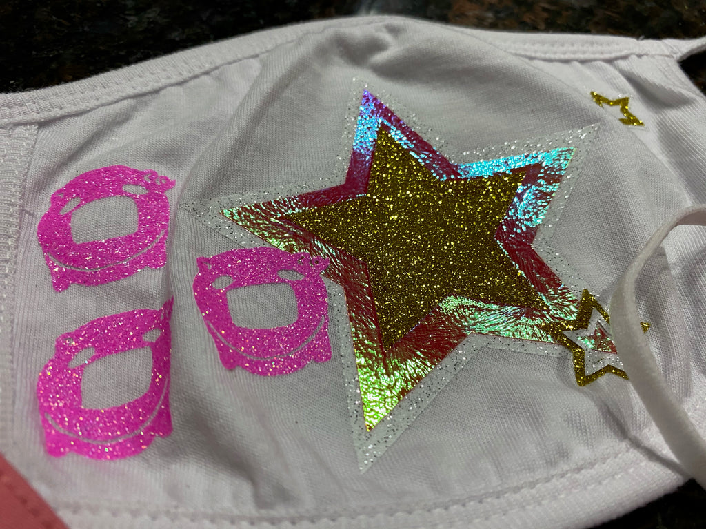 Face Mask (White with Gold Star) - Chicago Coñata Company