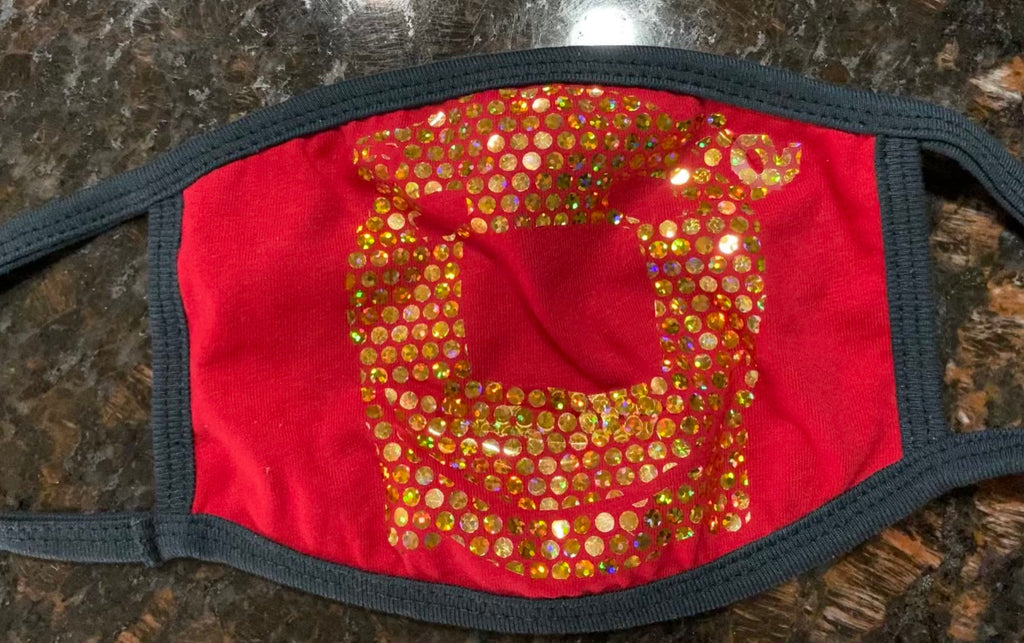 Face Mask (Red with Gold Glitter Pig) - Chicago Coñata Company